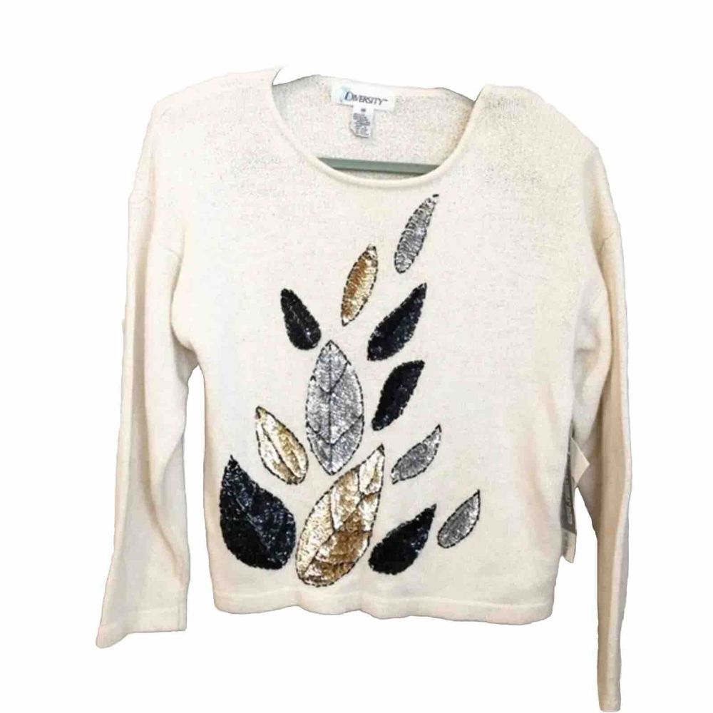 Vintage‎ Diversity Silk Angora Sequin Sweater NEW Medium